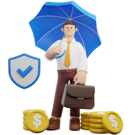 Seguro financeiro empresarial  3D Illustration