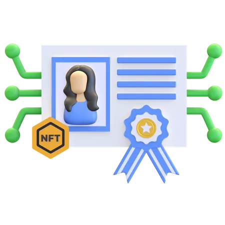 NFT Certificate  3D Illustration