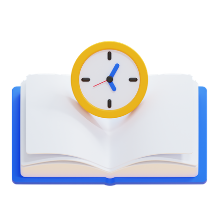 OPEN BOOK WITH A CLOCK  3D Icon