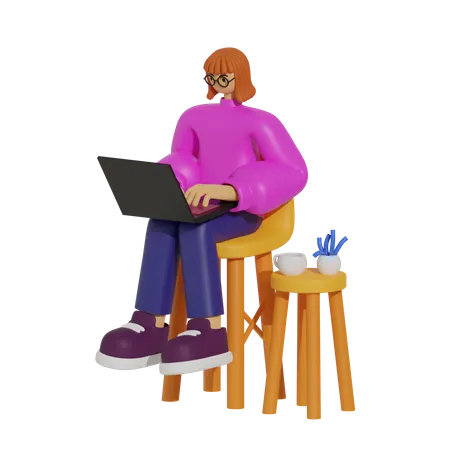 Ordinateurs portables dans le salon, la configuration ultime du bureau à domicile  3D Illustration