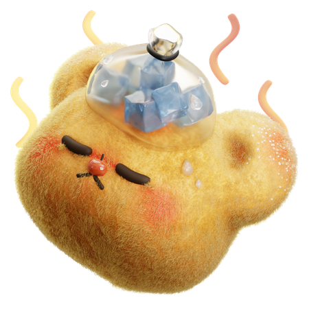 Ours malade avec un sac de glace  3D Icon