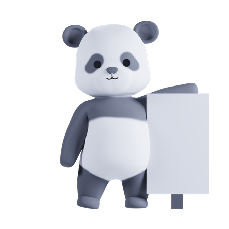 Panda hält Plakatwand  3D Illustration