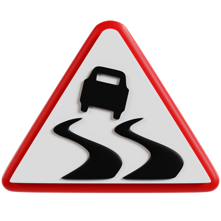 Panneau de signalisation de route glissante  3D Icon