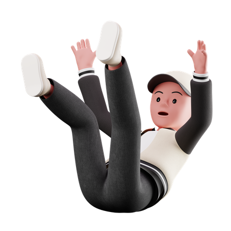 Personagem de menino caindo do céu  3D Illustration