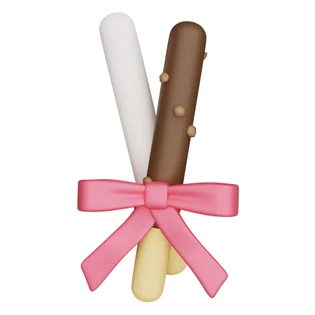 Palitos de pocky com fita rosa  3D Icon