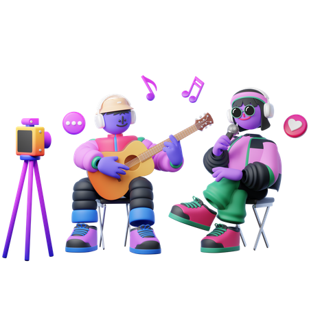 Podcast Live Music Concert  3D Illustration