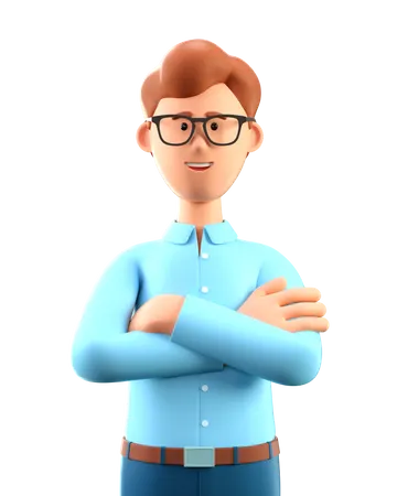 Geschäftsmann mit verschränkten Armen  3D Illustration