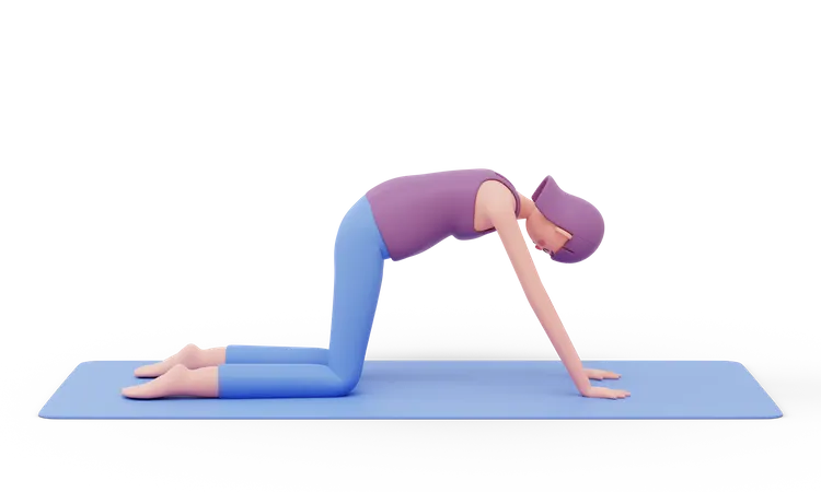 Pose de ioga de gato  3D Illustration