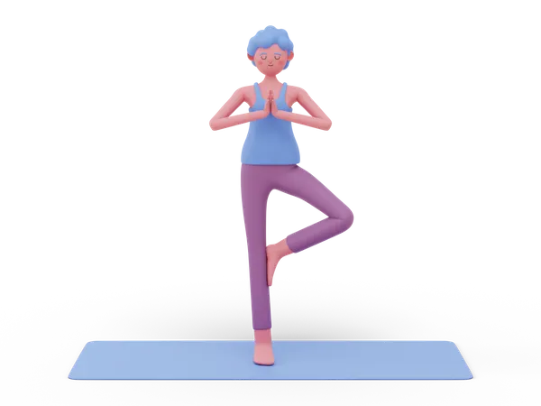 Pose de ioga na árvore  3D Illustration