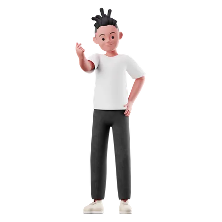 Pose de sinal de menino com amor  3D Illustration