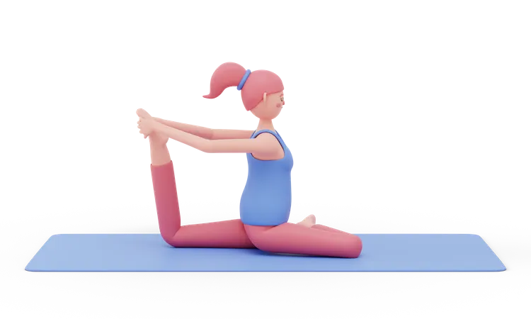 Pose de ioga de pombo de uma perna  3D Illustration