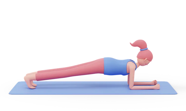 Pose de ioga de prancha  3D Illustration