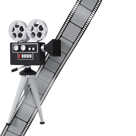Projetor de cinema e tira de filme  3D Illustration