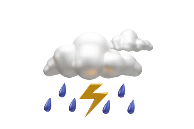 Rainy Thunderstorm  3D Icon