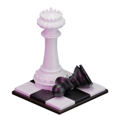 Rei branco mata peão preto  3D Icon