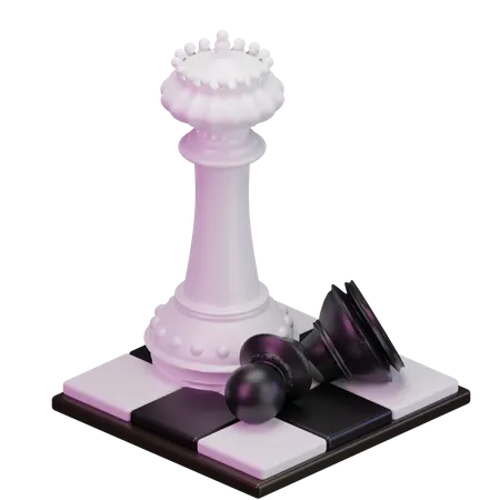 Rei branco mata peão preto  3D Icon