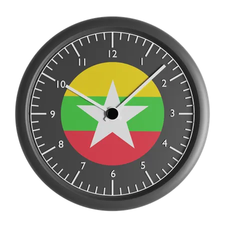Relógio de parede com a bandeira de Mianmar  3D Icon