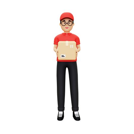 Repartidor yendo al paquete de entrega  3D Illustration