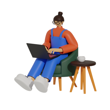 Donner du pouvoir à l'employé confiné à son canapé  3D Illustration