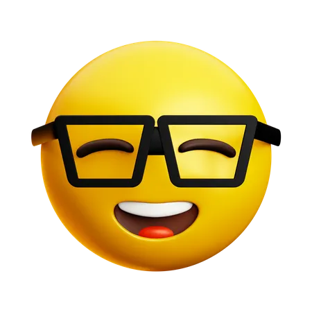 Rindo cara inteligente com óculos e olhos fechados  3D Icon