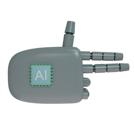 Robot Hand Firing Grey  3D Icon