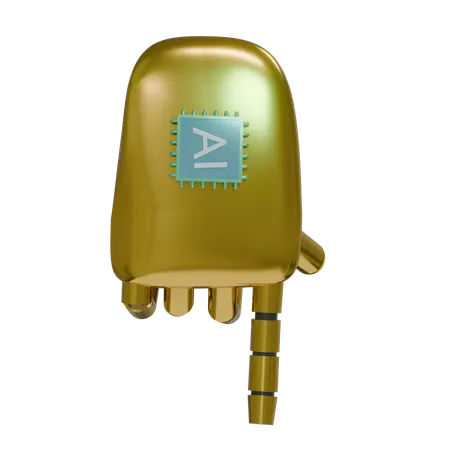 Robot Hand PointDown Gold  3D Icon