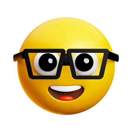 Rosto inteligente com óculos e olhos fechados  3D Icon