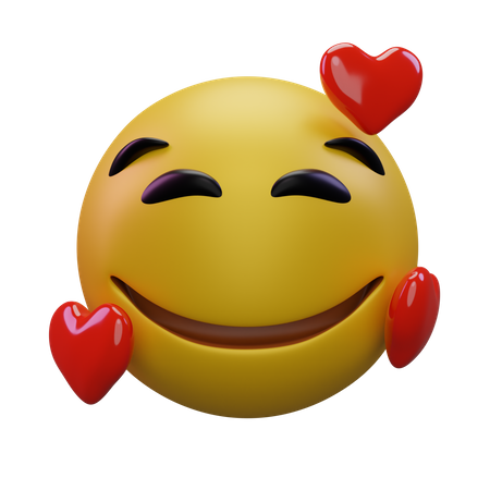 Rosto sorridente com corações  3D Icon