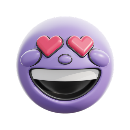 Rosto sorridente com olhos de coração  3D Icon