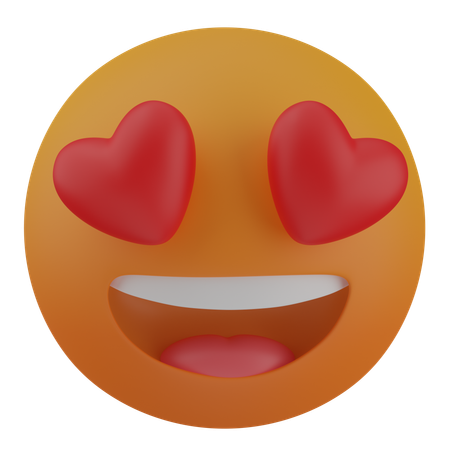 Rosto sorridente com olhos de coração  3D Icon