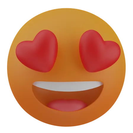 Rosto sorridente com olhos de coração  3D Icon
