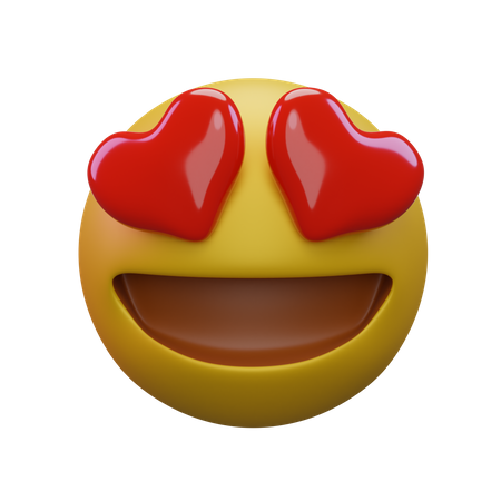 Rosto sorridente com olhos de coração  3D Icon