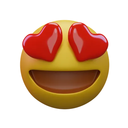 Rosto sorridente com olhos de coração  3D Icon
