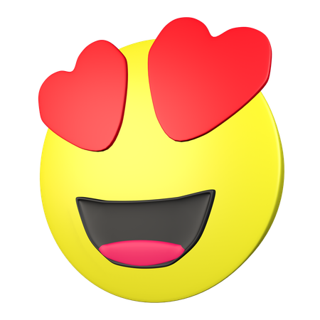Rosto sorridente com olhos em formato de coração  3D Icon