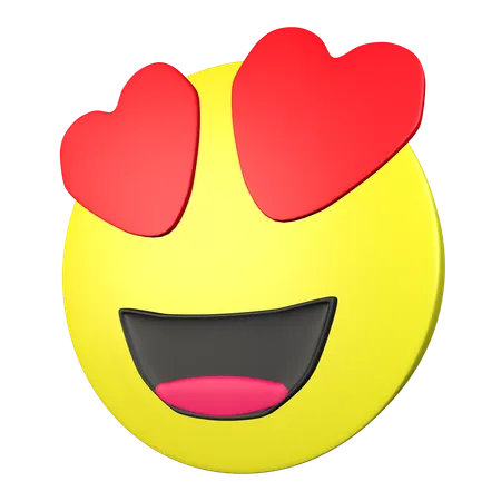 Rosto sorridente com olhos em formato de coração  3D Icon