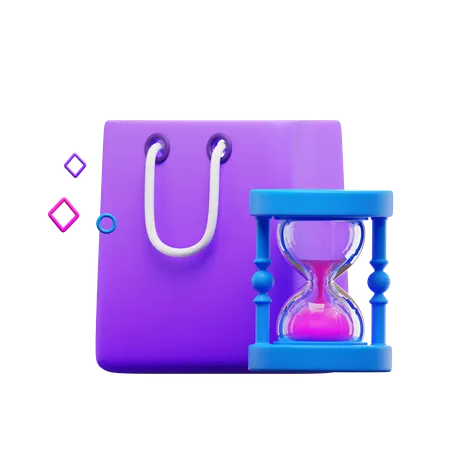 Sacola de compras e ampulhetas  3D Icon