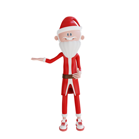 Santa Claus Rising Right Hand Pose  3D Illustration