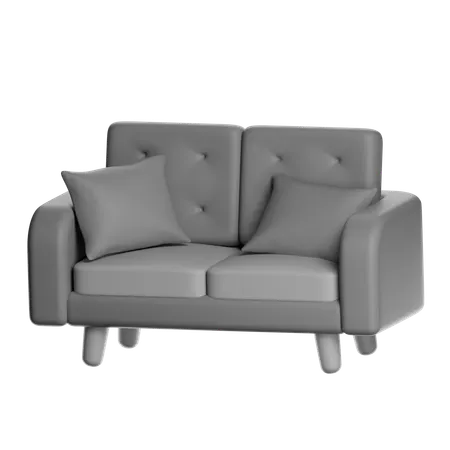 Sofá de tecido cinza 3D Icon