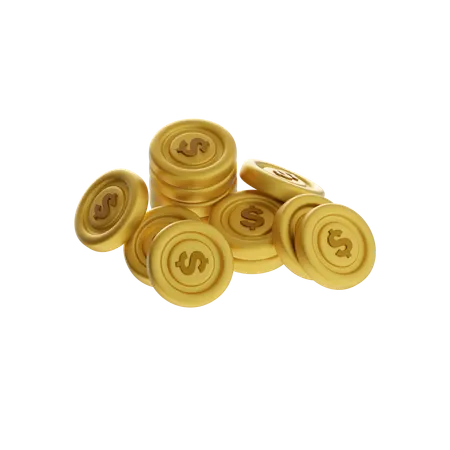 Stacked and Scattered Coins  3D Icon