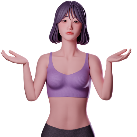 놀란 소녀  3D Illustration