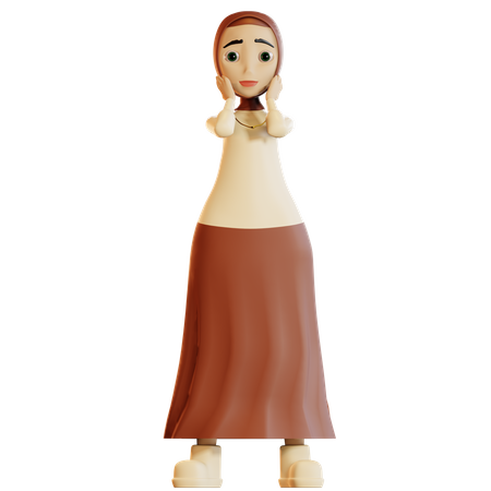 Surprised Muslim female  3D Illustration