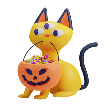 Three Eyed Cat  3D Illustration