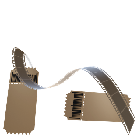 Tira de filme e ingresso de cinema  3D Illustration