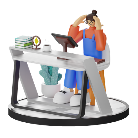 Tired woman suffering headache  3D Illustration
