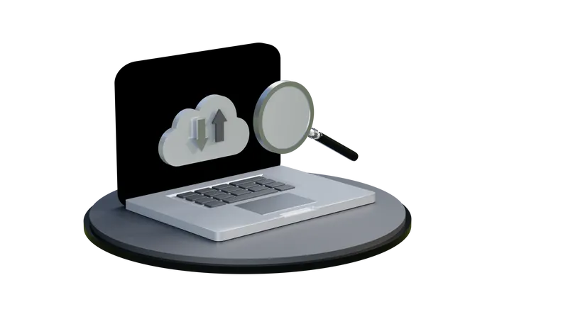 Carregar e baixar do ícone do notebook  3D Illustration