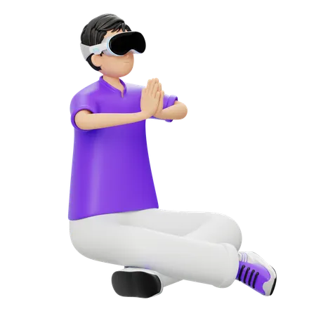 Virtuelle Meditation für die psychische Gesundheit  3D Illustration