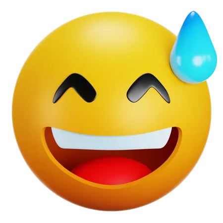 Visage souriant avec de la sueur  3D Icon
