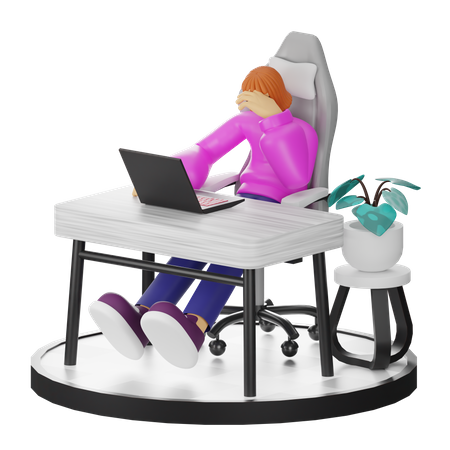 Woman Dizziness At Work  3D Illustration