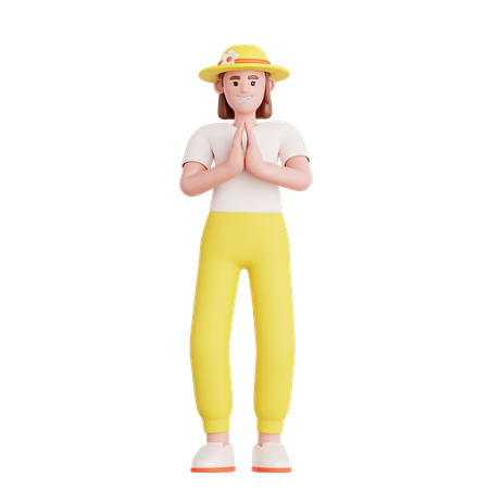 기도하는 여자  3D Illustration