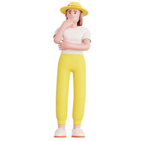 걱정하는 여자  3D Illustration